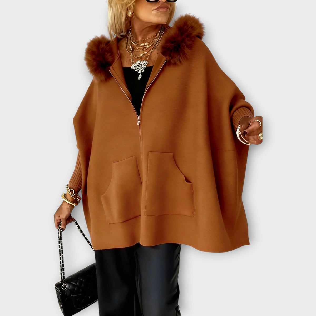 Luxury Faux Fur Hooded Coat