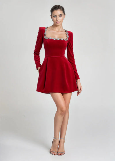 Nomi | Sukienka mini z weluru