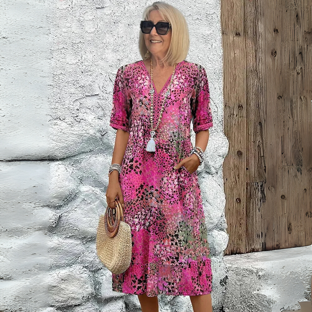 Eleanor | Wydrukowana Sukienka Boho Midi