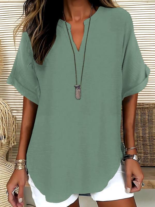 Xalina - Soft-Touch Notched-Neck Blouse