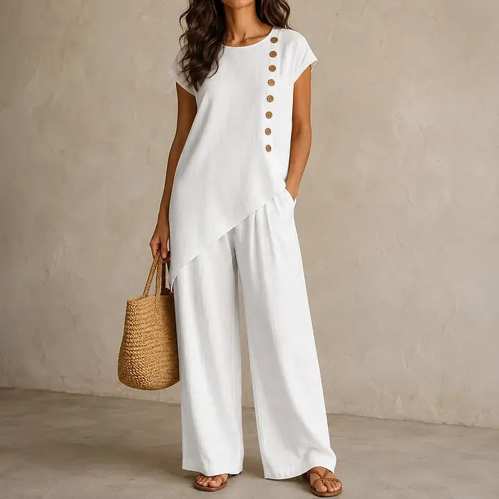 Elara – Asymmetrical Two-Piece Wide-Leg Set
