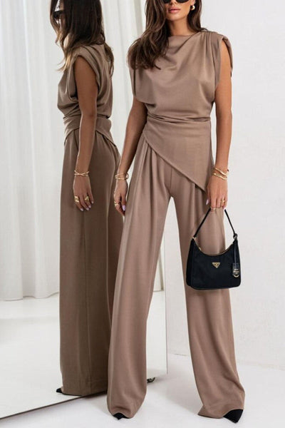 Aravie | Nieregularny bezrękawnik, casualowy zestaw dwuczęściowy