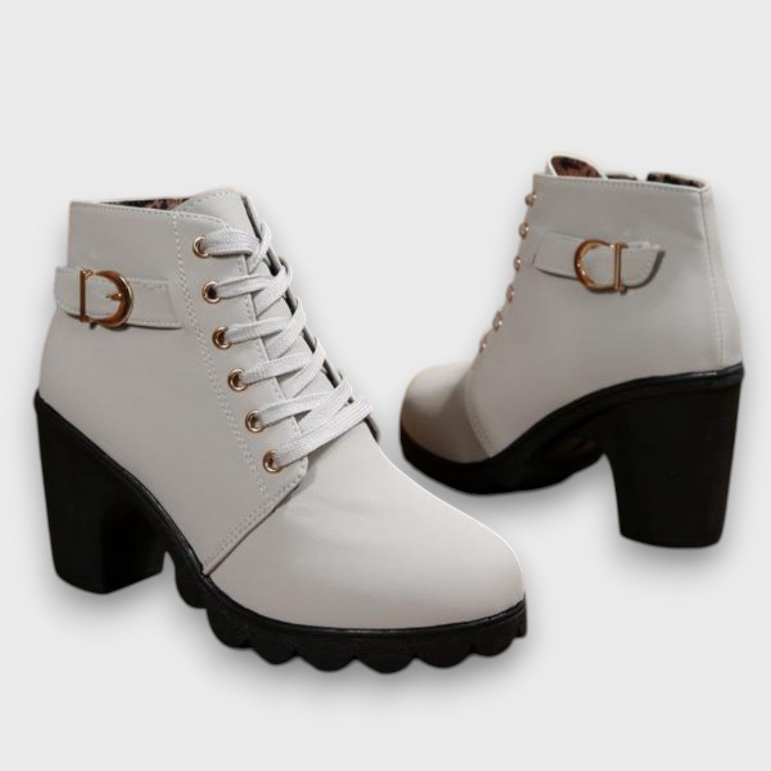 Aisha | Orthopedic Ankle Boots with Buckle & Chunky Heel
