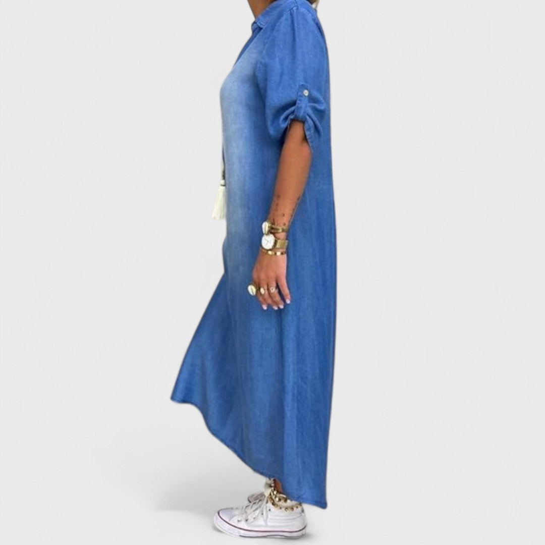 Ilse | Letnia sukienka z dekoltem w serek z denimu