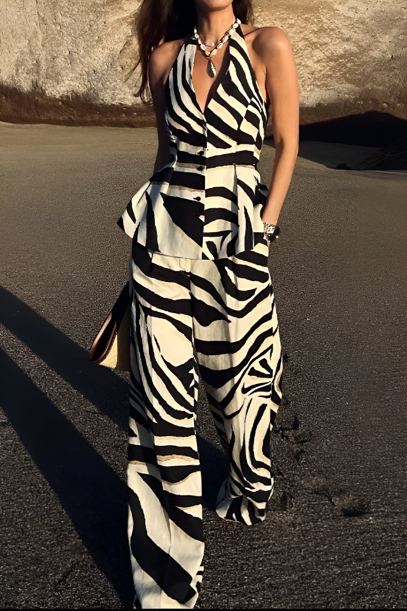 Elindra | Spodnie w paski kontrastowe