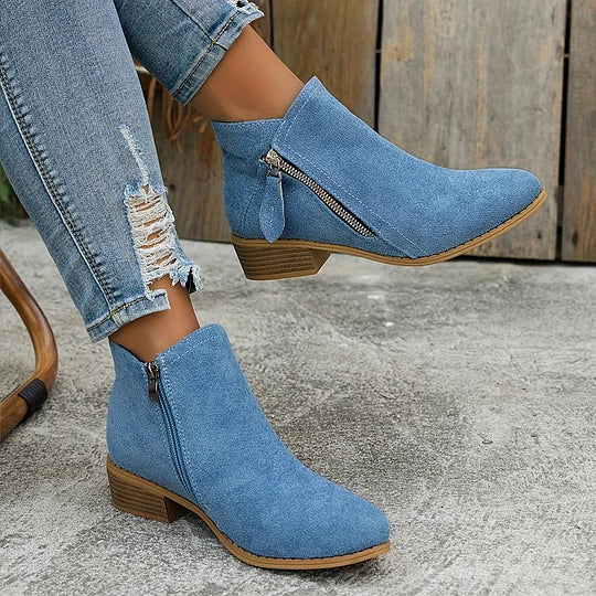 Farah - Leather Orthopedic Ankle Boots with Zipper