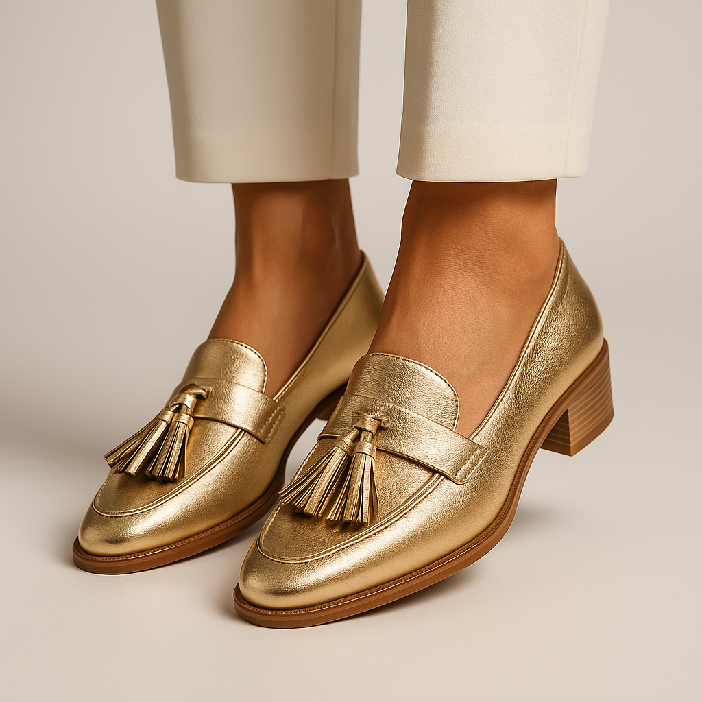 Celeste | Gold Loafers