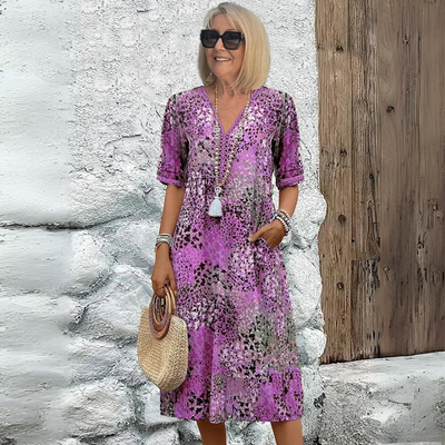 Eleanor | Wydrukowana Sukienka Boho Midi