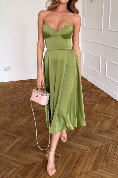 Mireya | Elegancka Sukienka Midi Bez Ramiączek