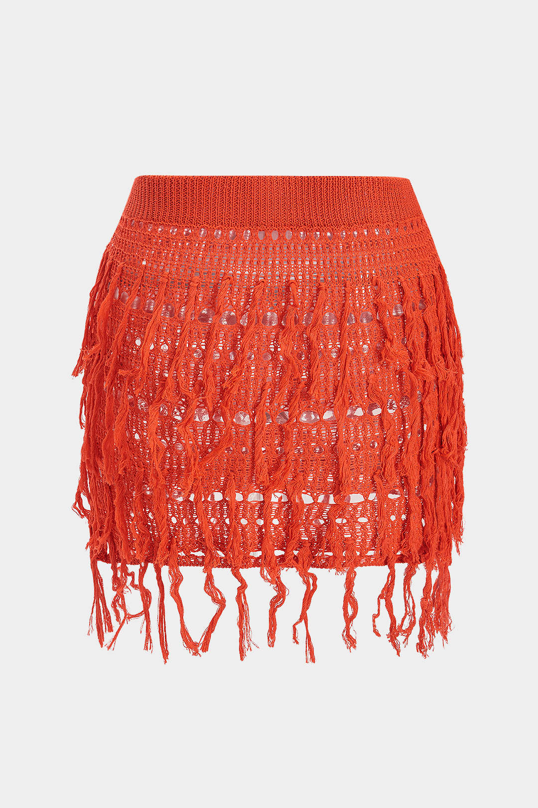 Zestaw spódnicy z dzianiny w dużych rozmiarach z frędzlami i wycięciami