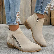 Farah - Leather Orthopedic Ankle Boots with Zipper