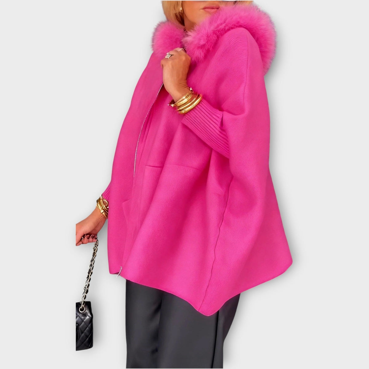Luxury Faux Fur Hooded Coat