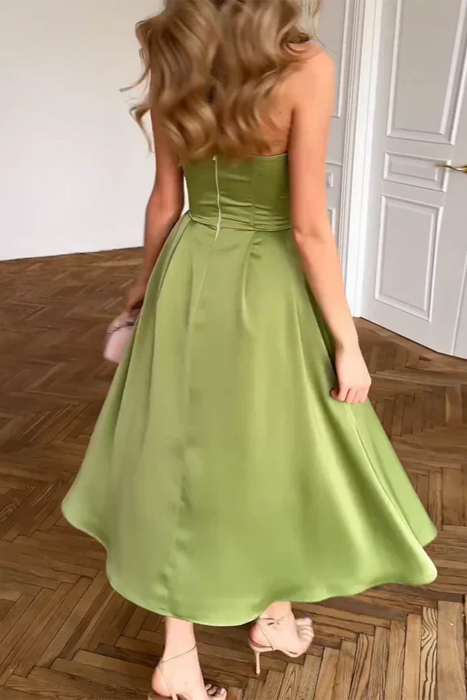 Mireya | Elegancka Sukienka Midi Bez Ramiączek