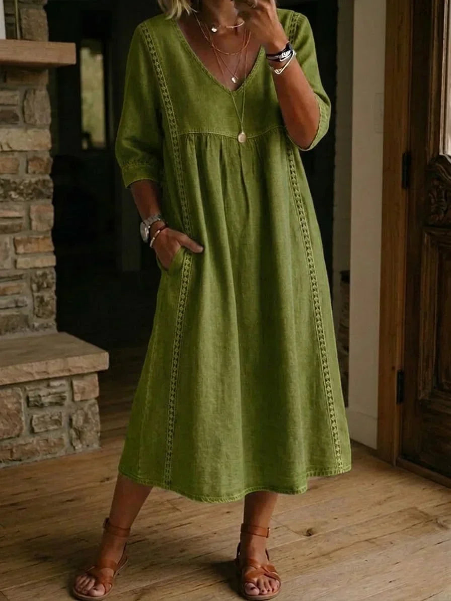 Rovina - Relaxed Midi Dress 3/4 Sleeve