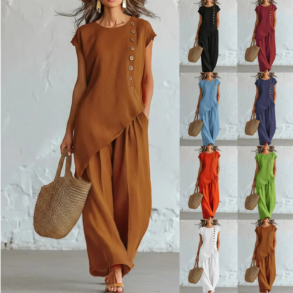 Elara – Asymmetrical Two-Piece Wide-Leg Set