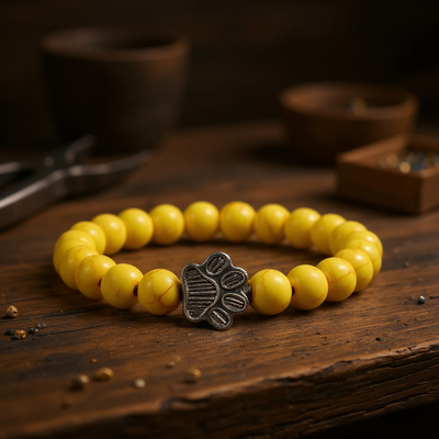 Beaded Paw Bracelet – Natural Stone Design