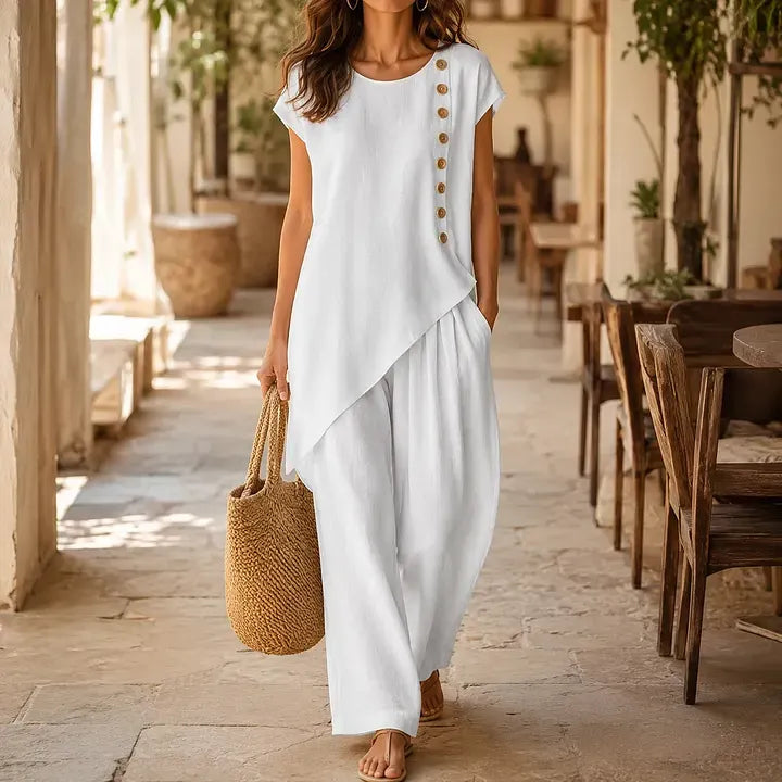 Elara – Asymmetrical Two-Piece Wide-Leg Set