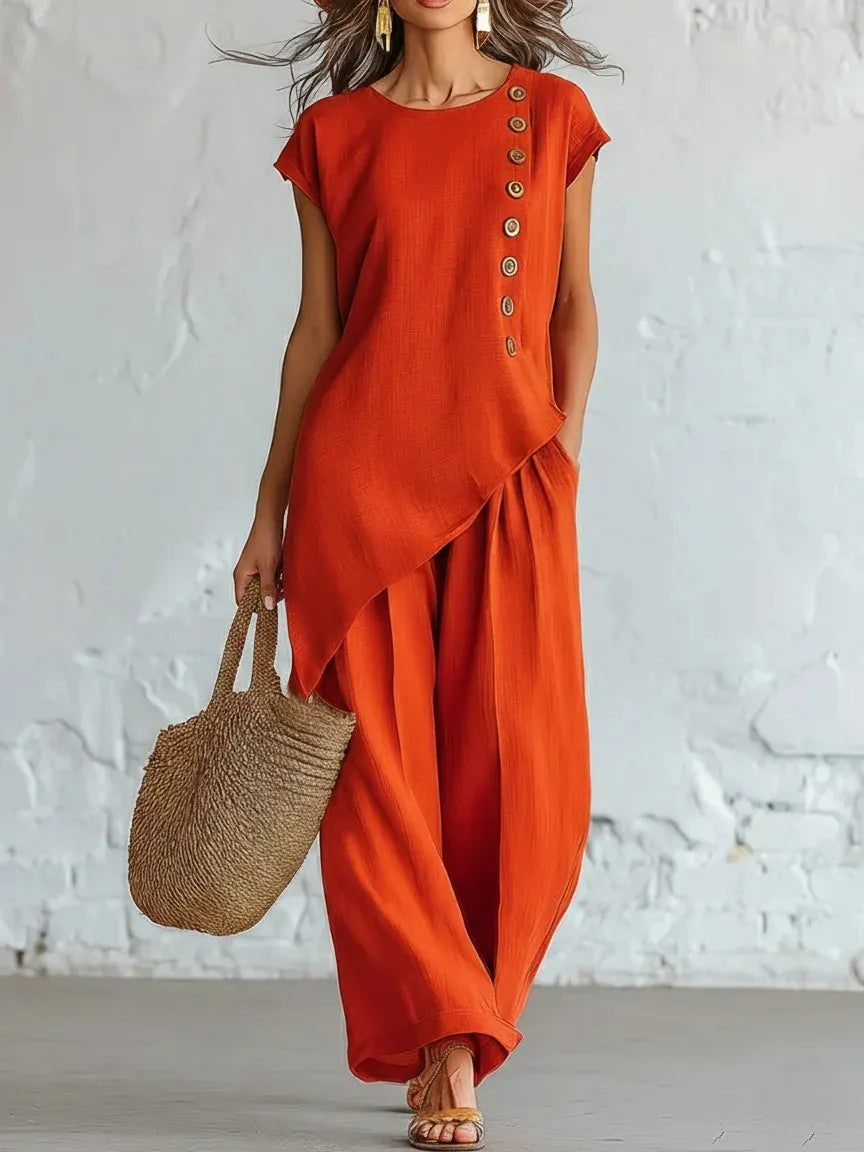 Elara – Asymmetrical Two-Piece Wide-Leg Set