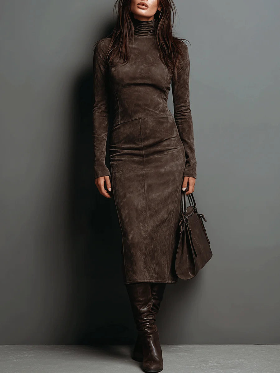 Lunori™ | Frosina Suede Midi Dress