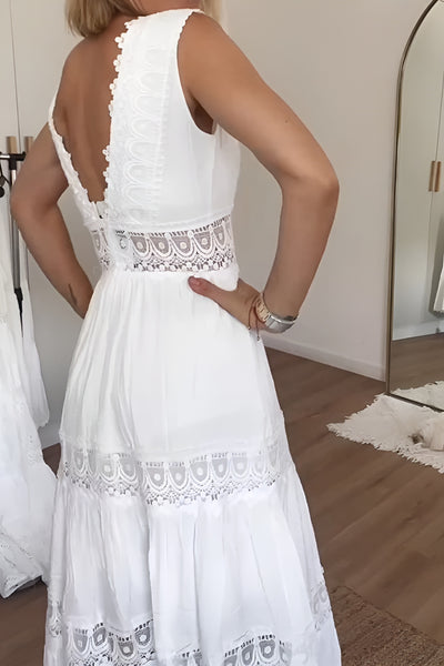 Charlotte | Sukienka z koronką ręcznie robioną i dekoltem w kształcie litery V