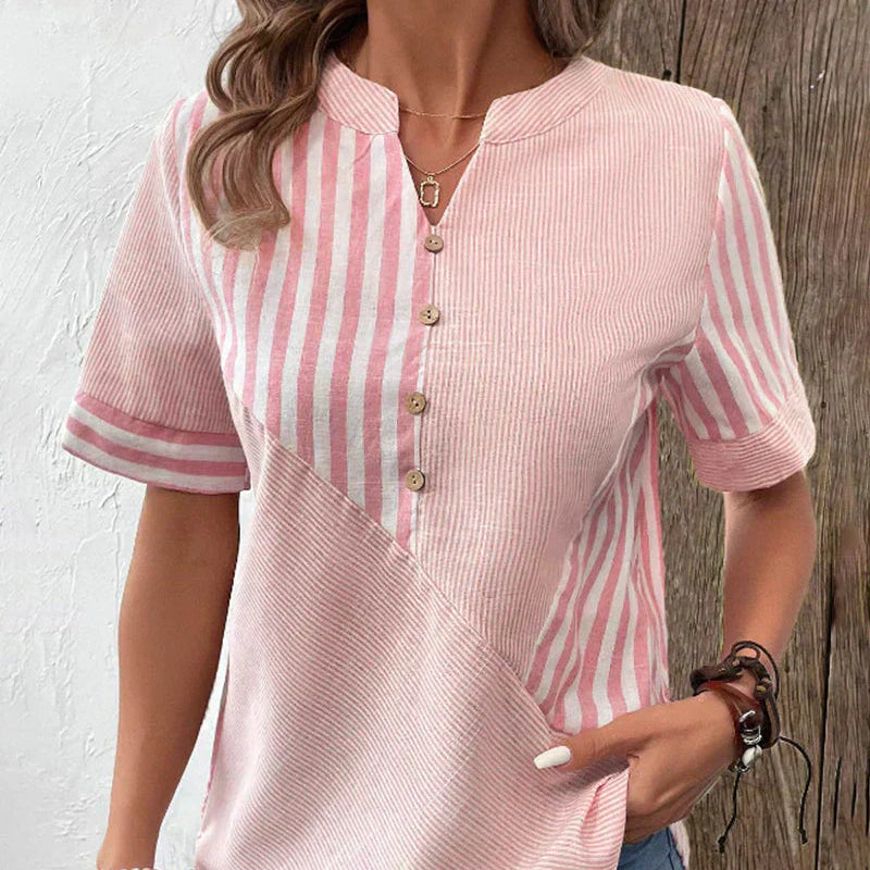 Jenny | Letni Top z Lnu i Bawełny w Paski