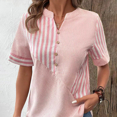 Jenny | Letni Top z Lnu i Bawełny w Paski