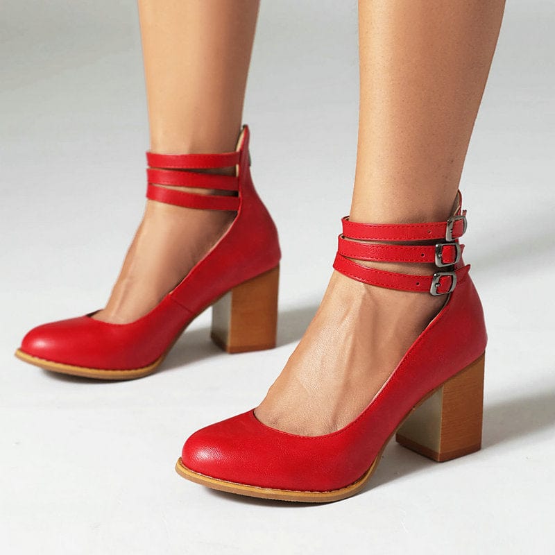 Ariana |  Triple Buckle Heels
