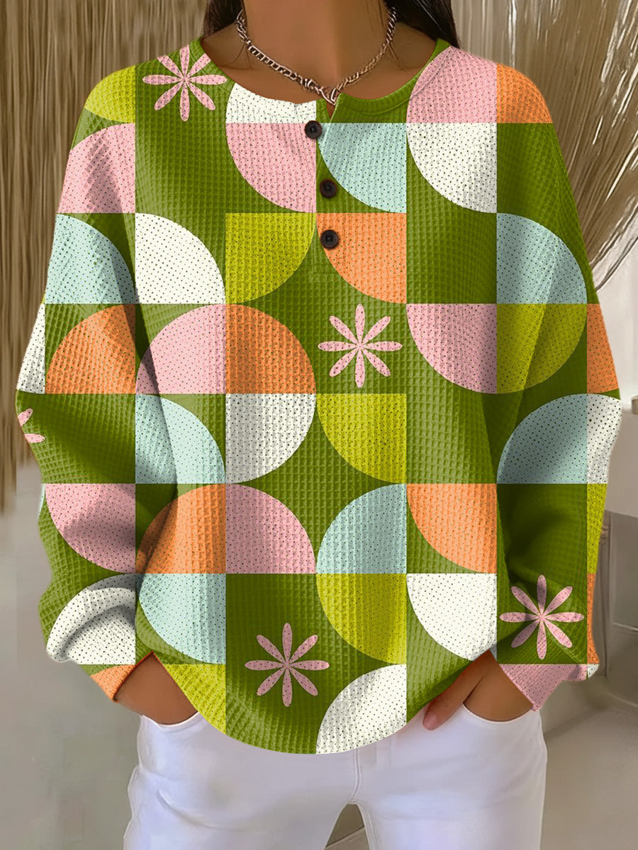 Saga | Women's Abstract Checkered Pattern Sweater