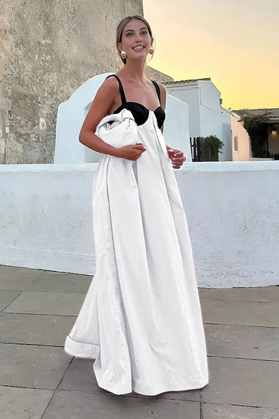 Ada | Halter Strap Długa Sukienka Maxi z Wplecionymi Wstawkami