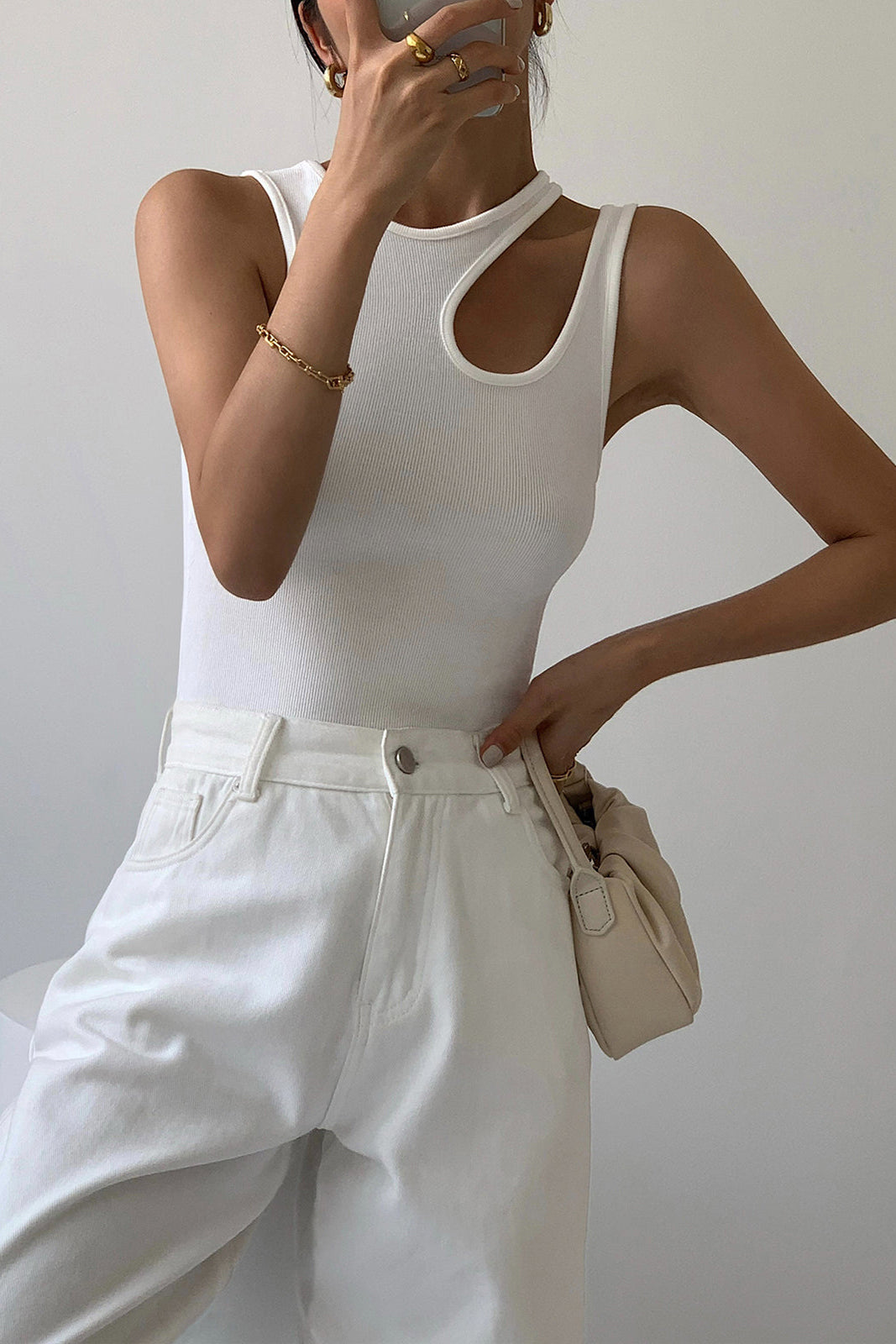 Rixte | Semi-Przezroczysty Top z Wycięciami