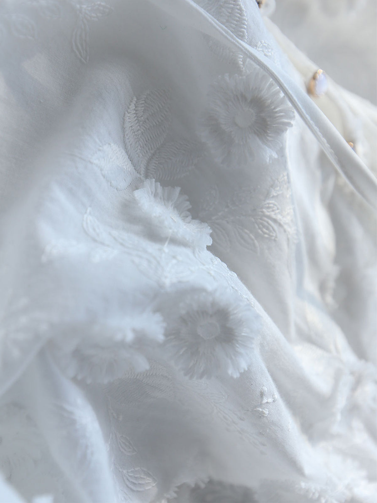 Iloni | Oversized Semi-Sheer Wyszywana Bluzka Kwiatowa