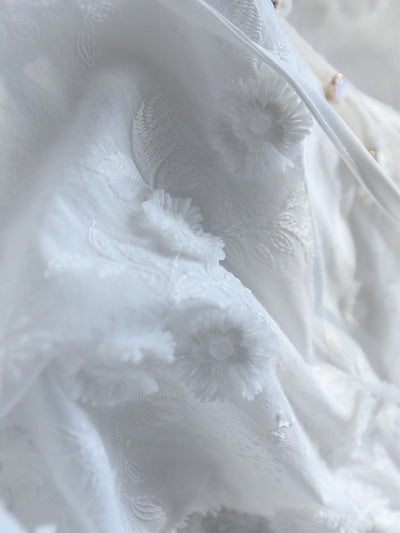 Iloni | Oversized Semi-Sheer Wyszywana Bluzka Kwiatowa