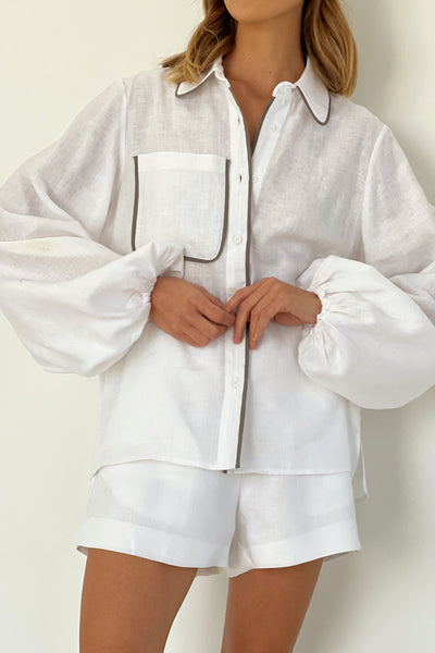 Isadora | Zestaw szortów z kontrastowymi wykończeniami z bawełny i lnu