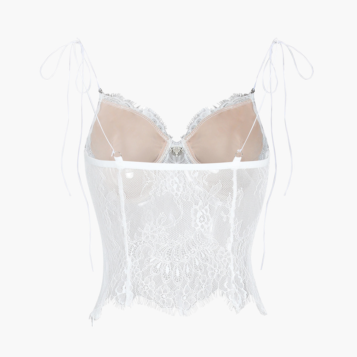 Kaira | Przezroczysty top na ramiączkach z koronką w kwiaty