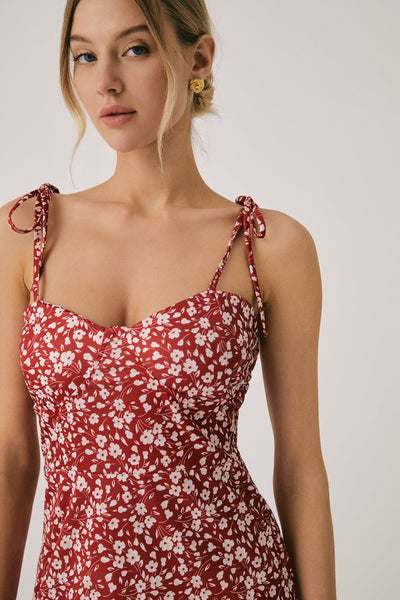 Tess | Kwiatowa Sukienka Mini z Odkrytym Plecami