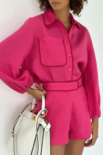 Isadora | Zestaw szortów z kontrastowymi wykończeniami z bawełny i lnu