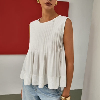 Celia | Bluzka bez rękawów z plisowanym peplum