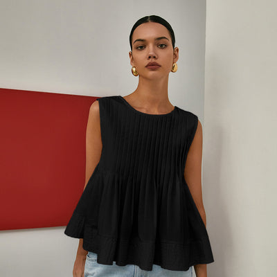 Celia | Bluzka bez rękawów z plisowanym peplum