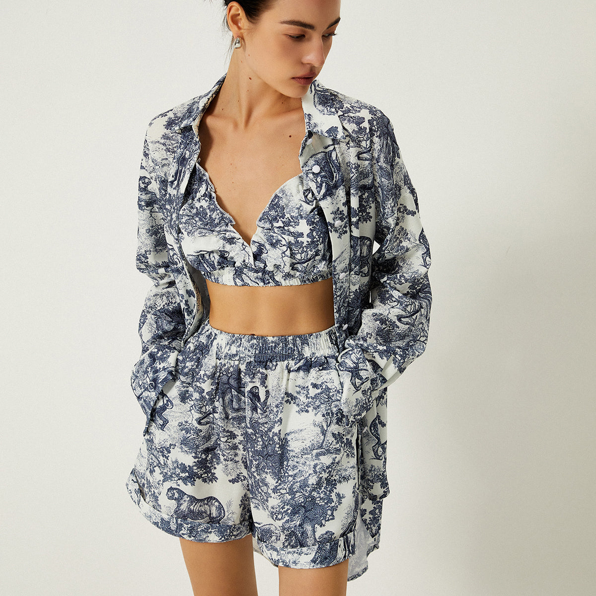 Beatrice | Zestaw trzech części w kwiatowy wzór