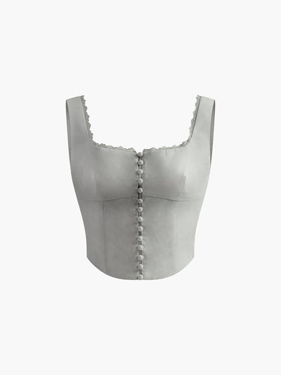 Ysolde | Top z koronkowym wykończeniem na guziki