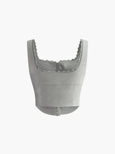 Ysolde | Top z koronkowym wykończeniem na guziki