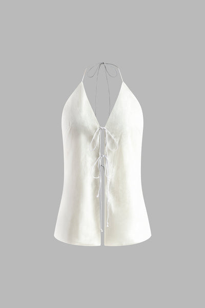 Amélien | Bawełnowy i lniany top na ramiączkach bez pleców z krótkimi spodniami