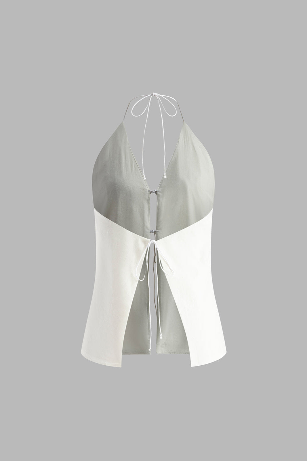 Amélien | Bawełnowy i lniany top na ramiączkach bez pleców z krótkimi spodniami