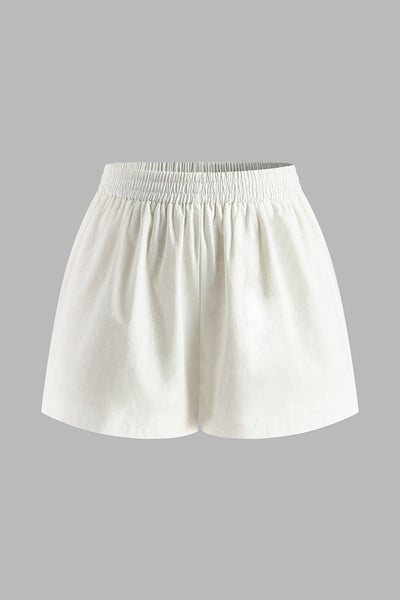 Amélien | Bawełnowy i lniany top na ramiączkach bez pleców z krótkimi spodniami