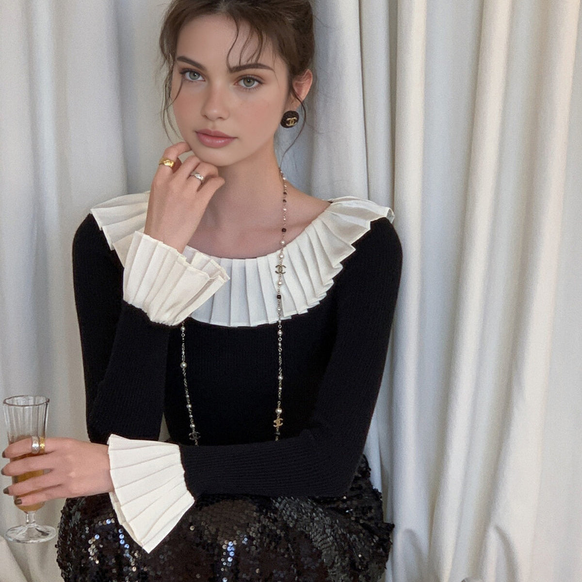 Illvienne | Bluzka pleciona w kolorze blokowym