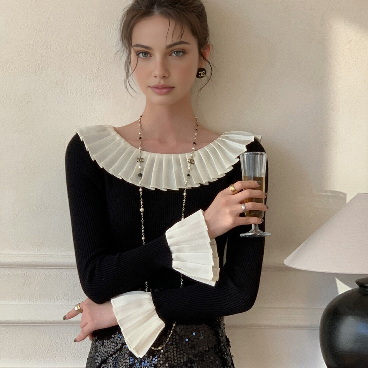 Illvienne | Bluzka pleciona w kolorze blokowym