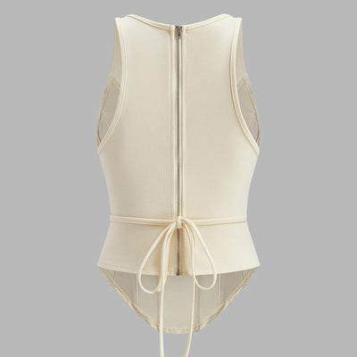 Ilona | Top bez rękawów z wiązaniem z tyłu i zamkiem