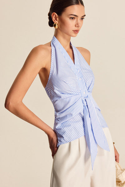 Danna | Paski Halter Tie Top