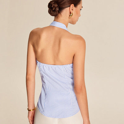 Danna | Paski Halter Tie Top