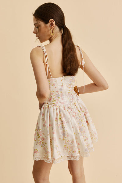 Calilope | Kwiatowa Sukienka Mini z Ramiączkami